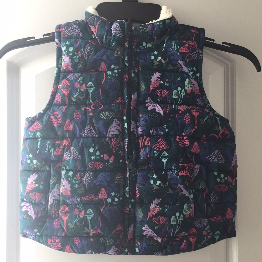 New Gymboree Mushroom Print Puffer Vest XS 4